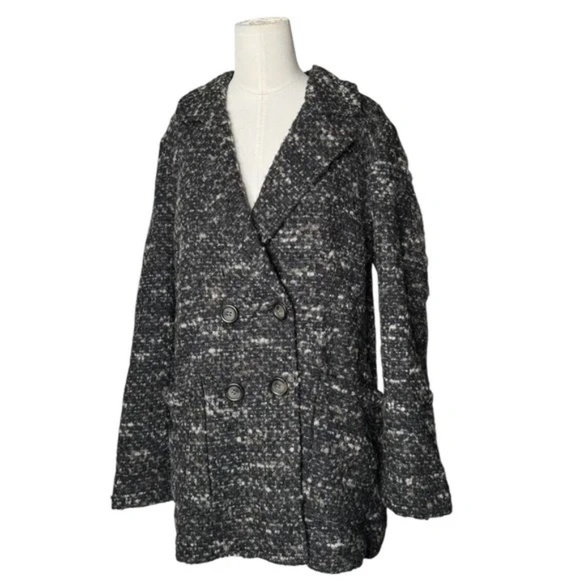 J.Jill Women Wool Alpaca Double Breasted Coat Jacket Gray Lined Button Up - XS - Picture 6 of 7